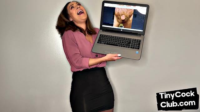 CFNM British domina mocks pictures of small cocks