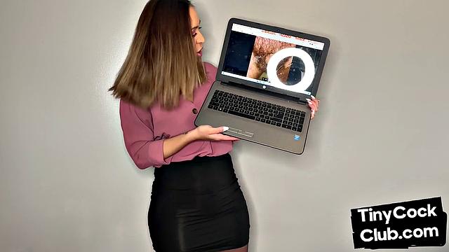 CFNM British domina mocks pictures of small cocks