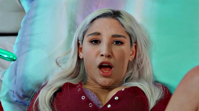 Squirting lesbian with busty Latina after queened