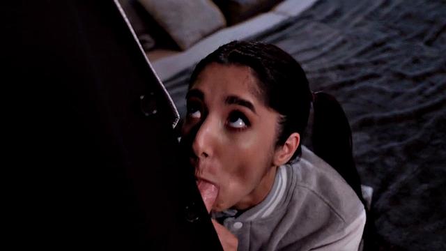 Pigtailed college babe licked and fucked by man