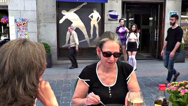 Babe humiliated in public by her lezdom lady