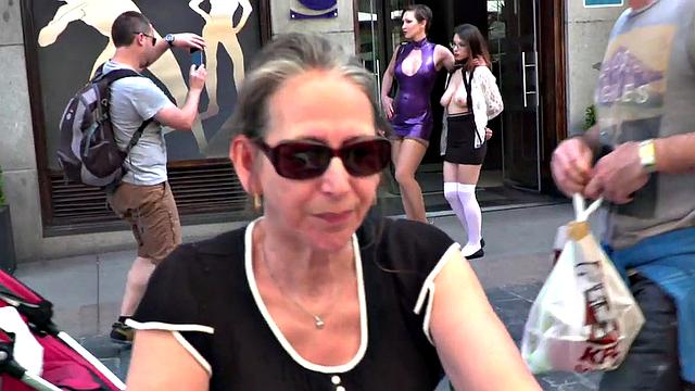 Babe humiliated in public by her lezdom lady