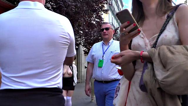 Babe humiliated in public by her lezdom lady