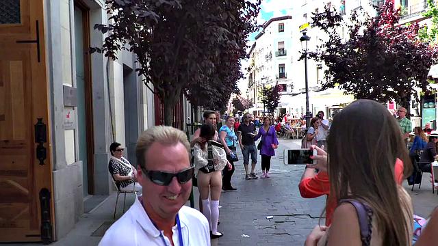 Babe humiliated in public by her lezdom lady