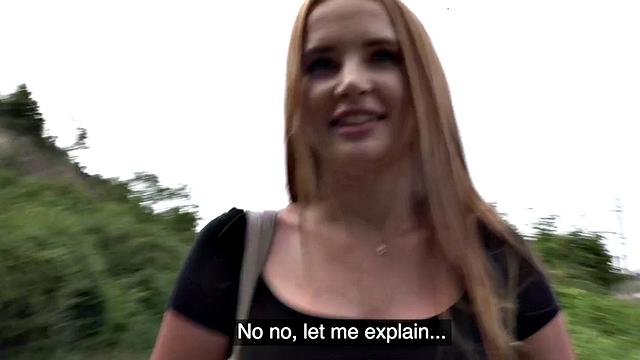 страстная рыжая трахается за деньги на свежем воздухе, pov