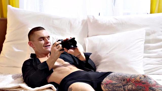 Seductive skinny babe in lingerie rides boyfriend's cock while filmed