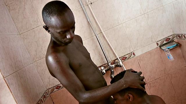 Ethnic twink fucked in asshole after shower BJ