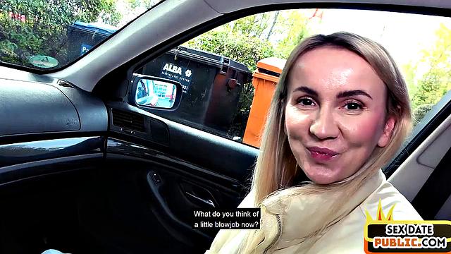 German skinny lady POV fucked outdoors in public by sex date