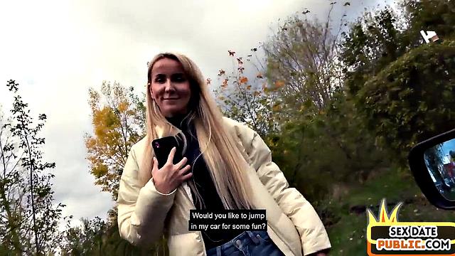 German skinny lady POV fucked outdoors in public by sex date