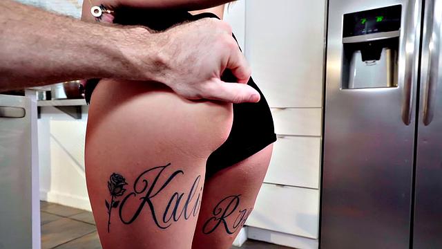 Kali Roses gets down and dirty with a hard cock in the kitchen