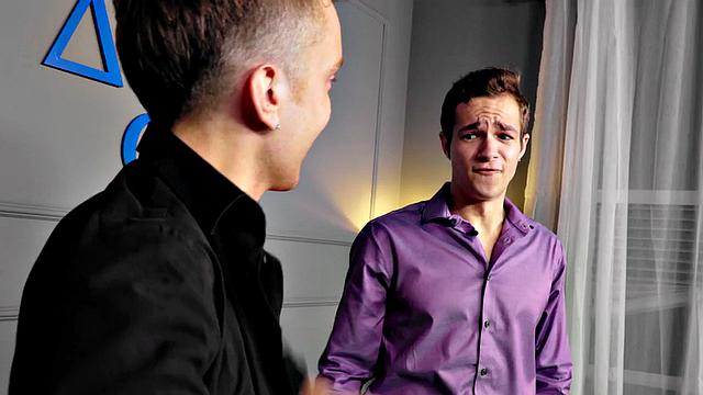 Inked stud fucks sock-loving bottom and cums on his tummy