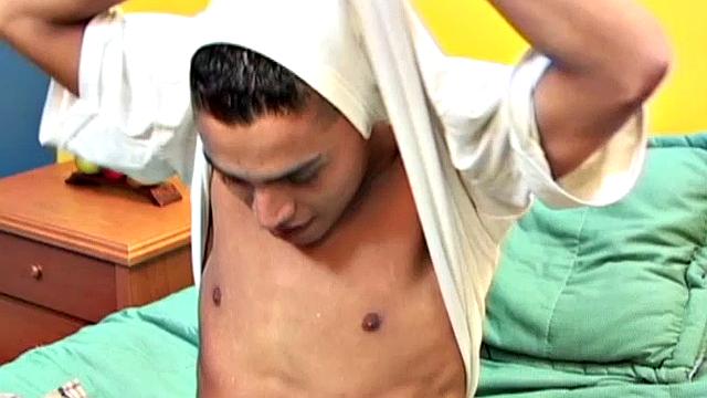 With his adorable boy next door looks, Latin twink OG seems to be having a great time, as he strips off his clothes and shows us that smooth young body of his.