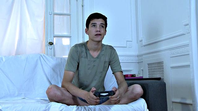 Nympho twink penetrated by horny gay in ass doggystyle