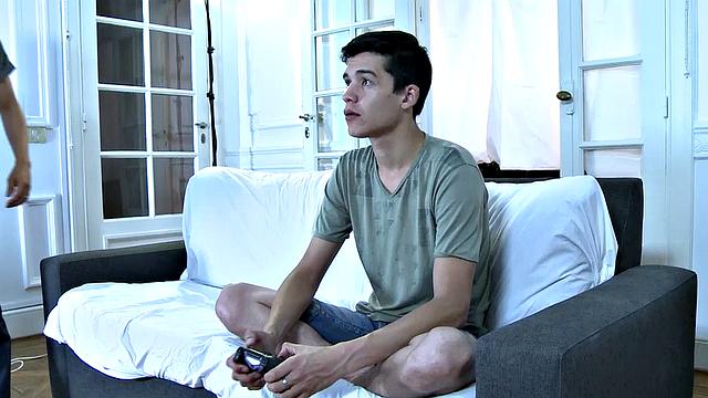 Nympho twink penetrated by horny gay in ass doggystyle