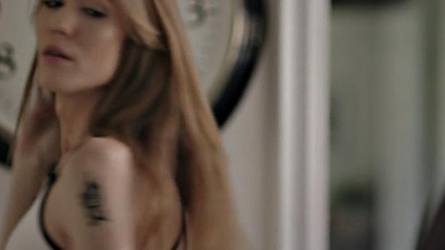 Small tits TS babe rimmed and barebacked by BF on the couch