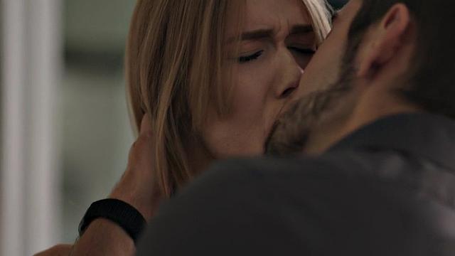 Small tits TS babe rimmed and barebacked by BF on the couch