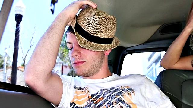 Fooled amateur stud fucks gay jock in pickup bus for cum