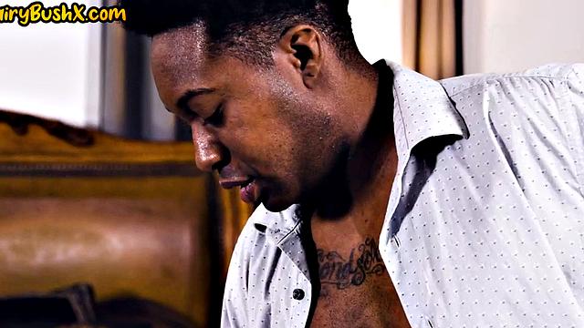 Hairymuff babe IR pussyfucking by BBC after deepthroating