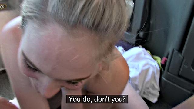 Cabby tries beginner luck on hot blonde with big tits