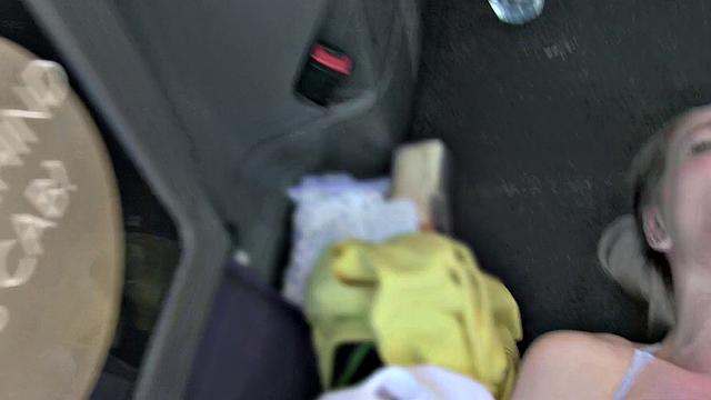 Cabby tries beginner luck on hot blonde with big tits