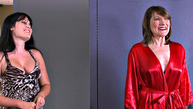 Two cocks help the 60something