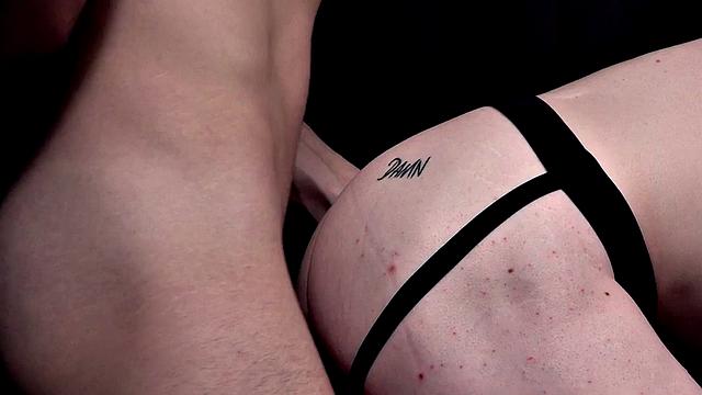 Barebacking stud rims and fucks BF's asshole in jockstrap