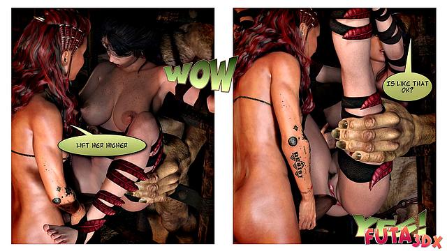 Рыжая Данджен Кипер трахаeт брюнетку-авантюристку своим огромным футанари членом