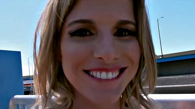 Naughty MILF with a hairy pussy gets publicly fucked in a car