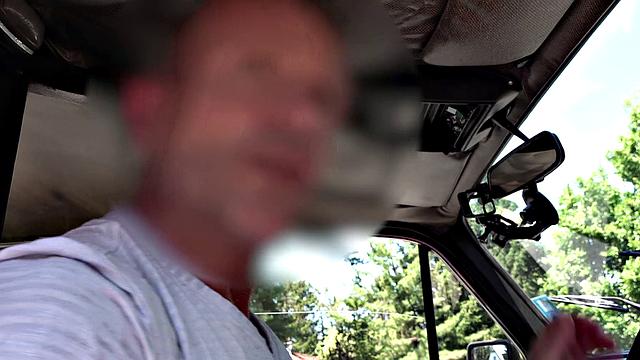 Blonde slut takes on two cocks in public in wild anal threesome