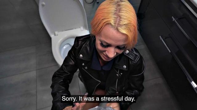 Picked up inked babe POV pussyfucked in toilet