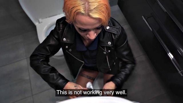 Picked up inked babe POV pussyfucked in toilet