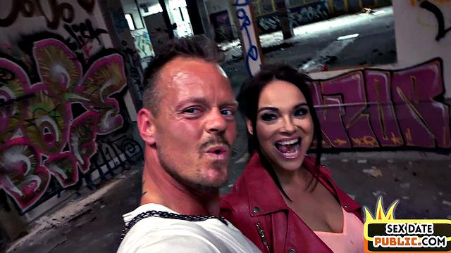 Picked up MILF gets facefucked and fingered in public