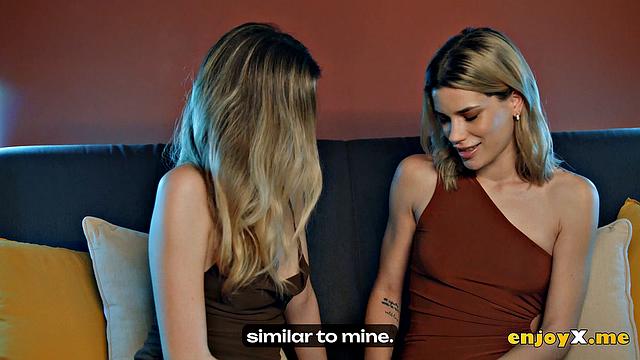 Authoritative sapphic Angelique Lapiedra predominates subordinated Ada Lapiedra in dog collar and leash - hot XXX porn!