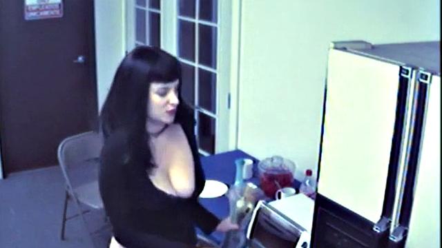 Busty food fetish slut masturbates
