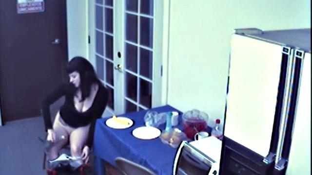 Busty food fetish slut masturbates