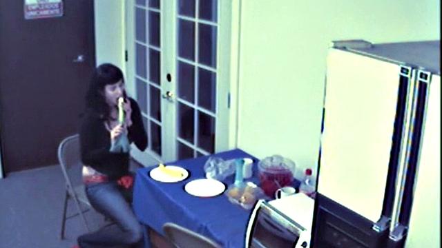 Busty food fetish slut masturbates