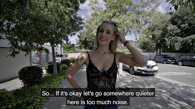 Kinky blonde babe with glasses gets fucked hard in the forest