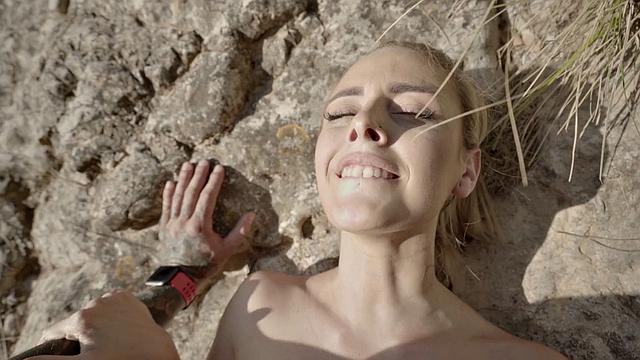 Kinky blonde babe with glasses gets fucked hard in the forest