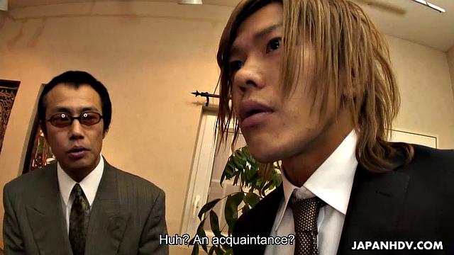 Hot office slut fucked by two guys