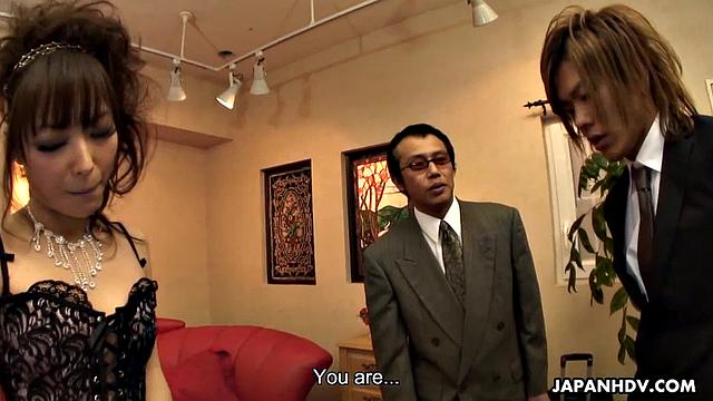 Hot office slut fucked by two guys