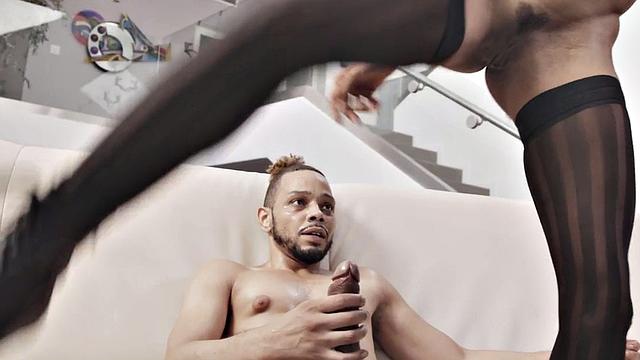 Stockings Ebony GF Blows BBC and Gets Licked Before Sex