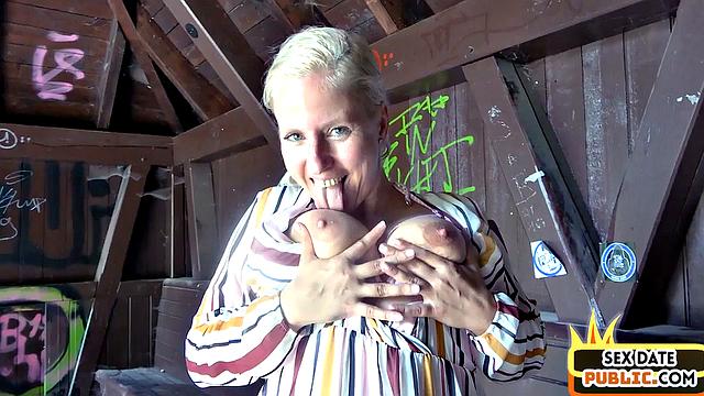 Horny blonde MILF drilled in public