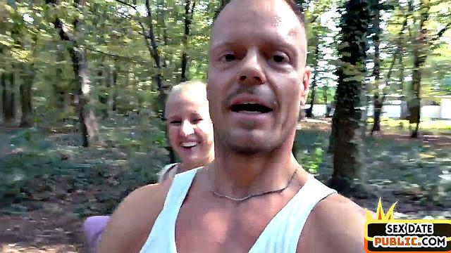 Horny blonde MILF drilled in public