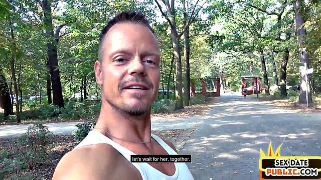 Horny blonde MILF drilled in public