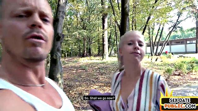 Horny blonde MILF drilled in public