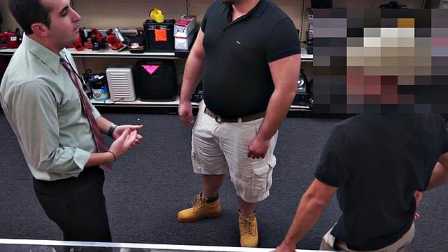Gay pawn blows dick and gets fucked in the office