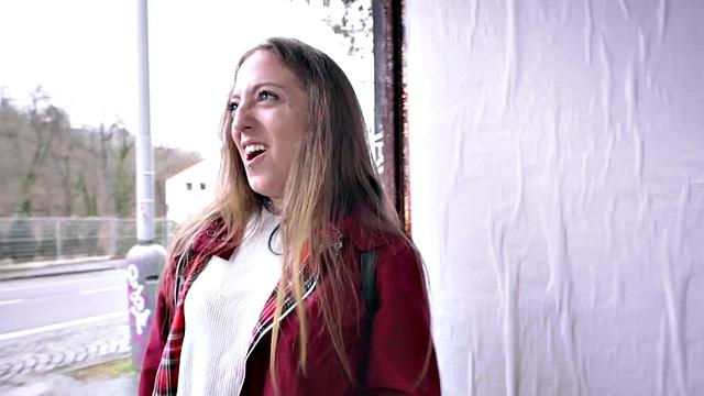 A tattooed euro babe get her holes drilled hard in public by a horny couple