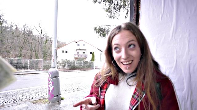 A tattooed euro babe get her holes drilled hard in public by a horny couple