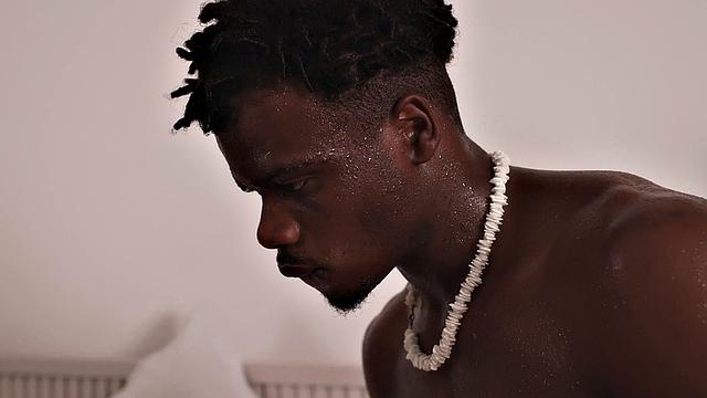 Black Jock bouncing on his man's cock