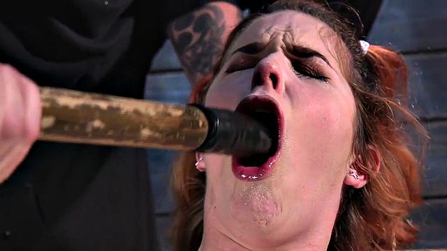 Feetwhipped subject deepthroats her master's dildostick